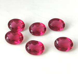 Tourmaline rose synthétique de haute qualité, pierre précieuse facettée en verre, taille ovale 3x5mm-20x30mm, effet de jeu de couleurs/feu pour la fabrication de bijoux - Product Image 1
