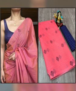 Sari rojo para una declaración ardiente y apasionada, Sari de lino de uso diario de lujo con adornos de mano - Product Image 6