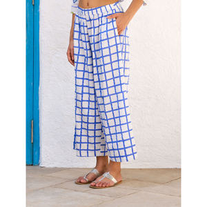 Women's High-Waisted Wide-Leg <b>Flare</b> Palazzo Pants Breathable Wrinkled Casual <b>Trousers</b> - Product Image 2