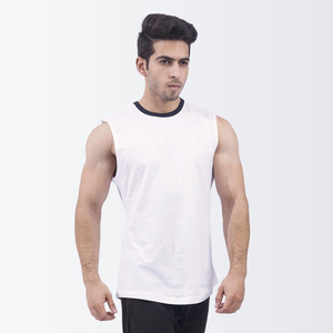 Camiseta sin mangas de algodón 100% para hombre, diseño de punto transpirable, estampado de alto sólido, deportes informales para correr, entrenamientos de gimnasio - Product Image 1