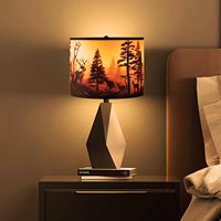 Abat-jour rond en tissu de tambour rustique moyen araignée Fitter remplacement artisanal pour lampes de table et de sol
