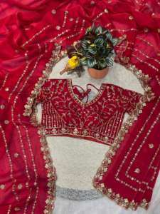 Fandy Satin Silk <b>Saree</b> And Designer Embroidery Work Sequins With Jarl Thread With Cutwork Border <b>Saree</b> - Product Image 3