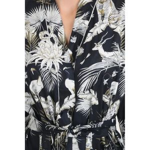Boho Style Lightweight Cotton Kimono Indian Handprinted Jungle Print Pattern Luxury Summer <b>Beach</b> House <b>Robe</b> & Yacht Cover-Up - Product Image 2
