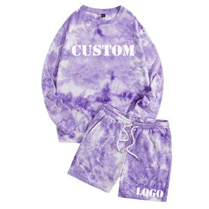 2024 nueva llegada Tie Dye chándal Casual manga larga Sudadera con capucha pantalones de chándal polar conjunto de dos piezas entrenamiento de invierno impreso de talla grande - Product Image 5