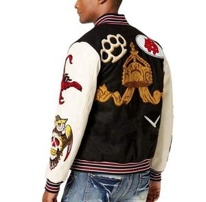 Chaqueta de béisbol con parche de logotipo de ropa de calle personalizada de alta calidad, chaqueta universitaria de cuero de béisbol con letras de camionero para hombres - Product Image 3