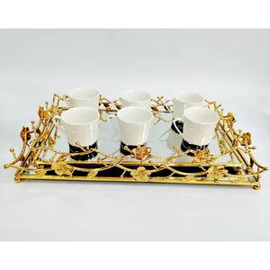 Nouvelle collection, plateau de service en métal artisanal, style classique moderne, forme rectangulaire, pour le Ramadan, les fêtes, les mariages - Product Image 3