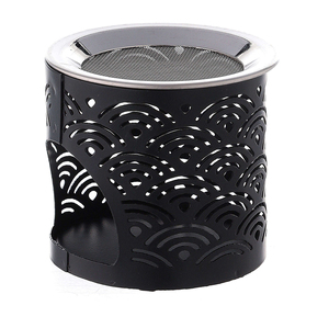 Round Shape Metal Iron Black Coated Incense Burner Loban Dhoop <b>Oud</b> Fragrance <b>Bakhoor</b> Burner & Net Design Set of 2 Home Usage - Product Image 6