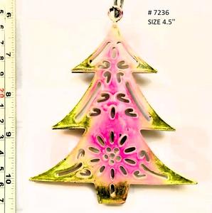 Decoración colgante de árbol de Navidad Kalavastu hecha a mano, forma de Metal completo con acabado pintado a mano, regalo de Navidad de 4,5 pulgadas - Product Image 1