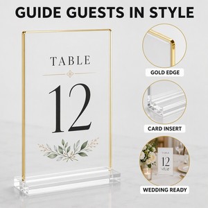 Acrylic <b>Table</b> <b>Number</b> <b>Holder</b> <b>Wedding</b> <b>Table</b> <b>Numbers</b> Sign <b>Holder</b> Clear Display Stand for <b>Wedding</b> Banquet Party Decor - Product Image 4