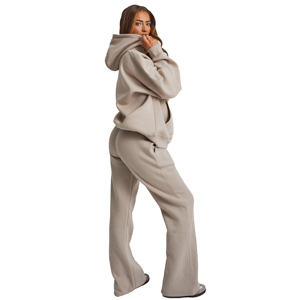 Chándal de algodón con logotipo personalizado para mujer, conjunto de pantalones y sudaderas con capucha para mujer, chándal de gran tamaño | Servicio OEM - Product Image 2
