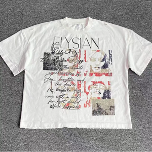 2026 New Hot Sale Unisex 100% Cotton Oversized Boxy T-shirt Custom Graphic Print Dropped Shoulder <b>Crop</b> <b>Men's</b> T-shirt - Product Image 1