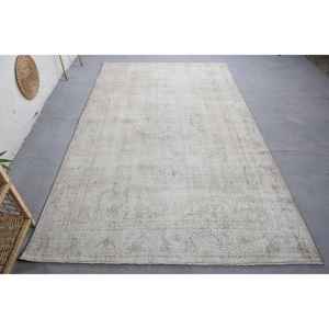 Tapis Turc Vintage Moderne (5.3X8.8 Ft) Beige Grande Surface Rectangle Laine Latex Support pour Adolescent Abstrait Tabriz pour Couloir - Product Image 1