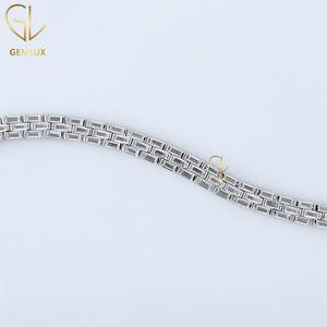 Venta caliente nuevo diseño 925 Plata 3 filas Baguette corte Moissanite diamante tenis pulsera joyería fina pulseras Unisex - Product Image 2