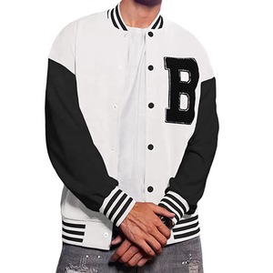 แจ็กเก็ตเบสบอลวิทยาลัยผ้าขนแกะปักลายด้วยกำมะหยี่ขน100% ฤดูหนาวงาน OEM ตามสั่งสำหรับผู้ชาย - Product Image 3