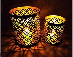 Ensemble de 2 supports votifs en métal faits à la main pour la décoration intérieure de Pâques pour la chambre à coucher, le salon et le bureau. - Product Image 3