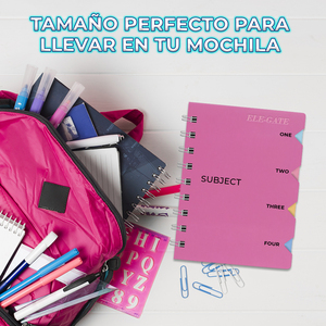 A5 Striped <b>Spiral</b>-<b>bound</b> <b>Notebook</b> with 80 Sheets Hard Cover Laminated PP Cover Material 4 Separators B6 Size - Product Image 5