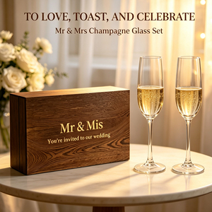 Set Regalo di Bicchieri da Champagne SHUNSTONE per Sposi, Regalo per Fidanzamento e Doccia Nuziale, Confezione in Legno - Product Image 2