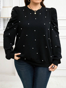Sweat-shirt personnalisé pour femmes style perlé Sweat-shirt tricoté gaufré de couleur unie tricoté gaufré pour dames - Product Image 5