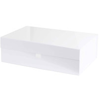 Boîte cadeau rigide blanche en gros avec couvercle à fermeture magnétique 14" x 9" x 4" rectangulaire finition brillante blanche gaufrée en matériau recyclé