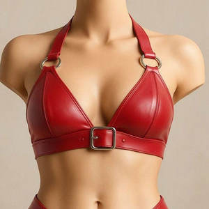 Soutien-gorge en cuir léger pour femme, grande taille, qualité supérieure, maintien élevé, coutures durables, logo frontal, idéal pour le yoga - Product Image 1