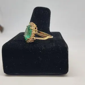 แหวนค็อกเทลทองคำแท้ 14k ชุบทองคำขาว สำหรับผู้หญิง สไตล์วินเทจ ประดับเพชรทรงรีสังเคราะห์แบบวงแหวน สำหรับงานหมั้นและงานแต่งงาน - Product Image 6