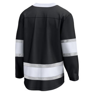 Maillot de Hockey personnalisé noir et blanc pour hommes à manches longues léger Patchwork Sportswear confortable respirant athlétique - Product Image 3