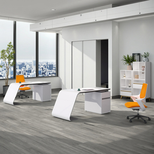 Minimalist White MDF Executive <b>Desk</b> Modern Office Workstation Baking Paint Finish - Product Image 3