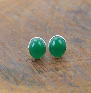 <b>Green</b> Onyx Gemstone Stud <b>Earrings</b> Jewelry For Women Silver Boho Style Jewelry 925 Sterling Silver Trending Handmade <b>Earrings</b> - Product Image 2