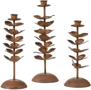 Ensemble de 3 bougeoirs floraux en métal doré élégant pour mariage, vente en gros, décoration de table pour hôtel, événement, fête - Product Image 4