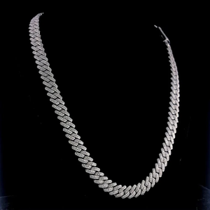 New Design Vvs Moissanite diamond Cuban Chain Necklace Iced Out Hip Hop Style Round Brilliant Cut 925 Silver Cuban Link Chain - Product Image 1
