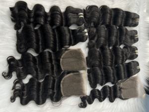 Mèches de cheveux humains vierges Remy vietnamiens pour tissage, qualité supérieure, ondulation profonde, double trame machine - Product Image 2