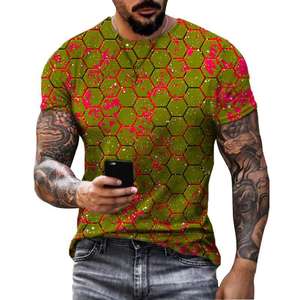 Camiseta de hombre con estampado de gota de agua 3D geométrico nueva moda de verano cuello redondo camisa suelta de manga corta Camiseta informal para hombre - Product Image 6