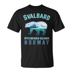 Camiseta Promocional con las Islas Svalbard Spitzbergen de Noruega con los Icónicos Fjórdes y el Oso Polar - Product Image 1