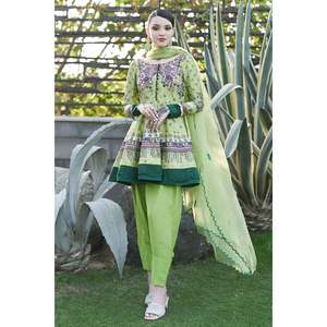 Conjunto de Camisa y Dupatta de Chifón Kiwi Summer - Product Image 1