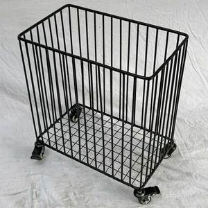 KPT68019 Portable Double-Tiered Clothing Organizer Powder-Coated Iron <b>Laundry</b> Basket for Bathroom <b>Standing</b> Type for Cleaning Use - Product Image 5