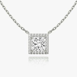 สร้อยคอผู้หญิง Tishya Diamond เงินแท้ 925 ชุบทองคำสีกุหลาบ ดีไซน์โรแมนติกหรูหรา ประดับเพชรโมอิสซาไนต์ทรงเจ้าหญิง พร้อมสายโซ่แบบเชื่อมต่อ - Product Image 1