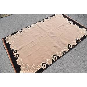 Alfombra de lana turca Vintage negra Beige clásica 4m X 7,1 pies nueva sala de estar patrón de retazos rectangulares con respaldo de látex - Product Image 2