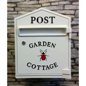 เสาลาเวนเดอร์ตกแต่งกล่องจดหมายแบบคอทเทจบ้านและสวนกล่องรับจดหมายเคลือบสีขาวบริสุทธิ์ติดผนังกล่องรับจดหมายกลางแจ้ง - Product Image 2