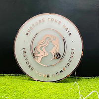 Enseigne ronde personnalisée rétroéclairée en acrylique, décoration murale pour studio de beauté, enseigne commerciale lumineuse LED sur mesure, signalétique pour salon de manucure