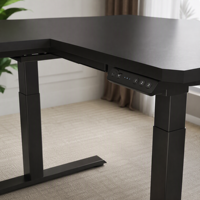 Bureau en L électrique à double moteur dissimulé, monté en standard, à 2 niveaux, pour une zone de travail élargie et un bureau multi-angles