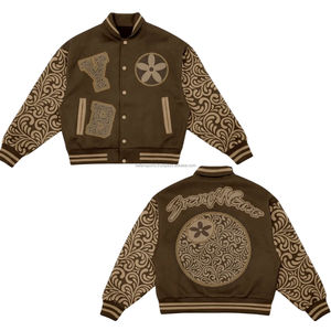 Chaqueta universitaria transpirable OEM para hombre con bordado de chenilla y mangas de cuero Chaqueta universitaria americana de moda personalizada para hombre - Product Image 1