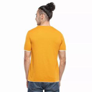 <b>Men's</b> Plain <b>Yellow</b> Cotton <b>T</b>-<b>Shirt</b> Soft Breathable Knitted Blank Tee for Printing Casual Wear and Bulk Orders - Product Image 2