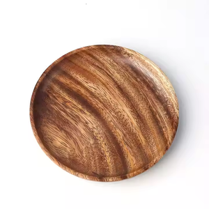 Ventes chaudes Assiettes de service rondes classiques en bois d'acacia naturel poli faites à la main pour les restaurants et les fêtes par Crescent Crafts - Product Image 1
