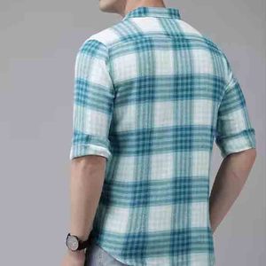 เสื้อเชิ้ตแขนสั้นสำหรับผู้ชายเสื้อเชิ้ตลายหมากรุก - Product Image 3