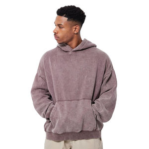 Sweats à capuche personnalisés pour hommes surdimensionnés Vintage poids lourd 500gsm sweats à capuche lavés à l'acide pour hommes 100% coton Streetwear sweat à capuche thermique - Product Image 6