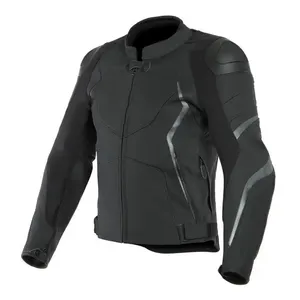 Chaquetas de Motociclista de Cuero Genuino Negro para Equipo de Carreras, Chaqueta de Cuero Personalizada, Resistente al Viento y Transpirable - Product Image 1