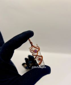 Colgante de punto de cuarzo transparente hecho a mano con envoltura de alambre de cobre y cuentas de amatista collar de cristal curativo Natural joyería espiritual - Product Image 5