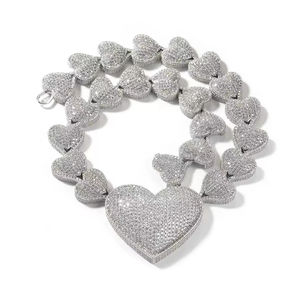 Collar de Cadena con Corazón Grande Simple para Mujer, Joyería con Incrustaciones de Diamantes, Collar con Forma de Corazón Infinito, Chapado en Oro para Mujer - Product Image 3