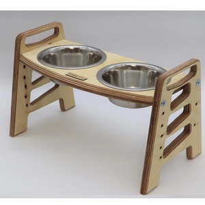 Modern Double <b>Dog</b> Cat <b>Food</b> Water Feeder Dish Stainless Steel B Wood & Metal Elevated <b>Stand</b> B Iron <b>Stand</b> B - Product Image 3