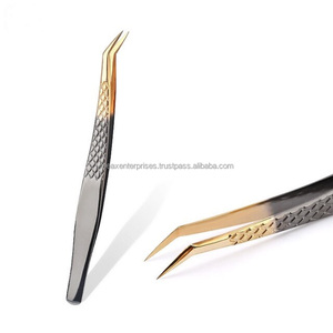 Pinzas de extensión de pestañas de acero 100%, personalizadas, de etiqueta privada, curvadas - Product Image 4